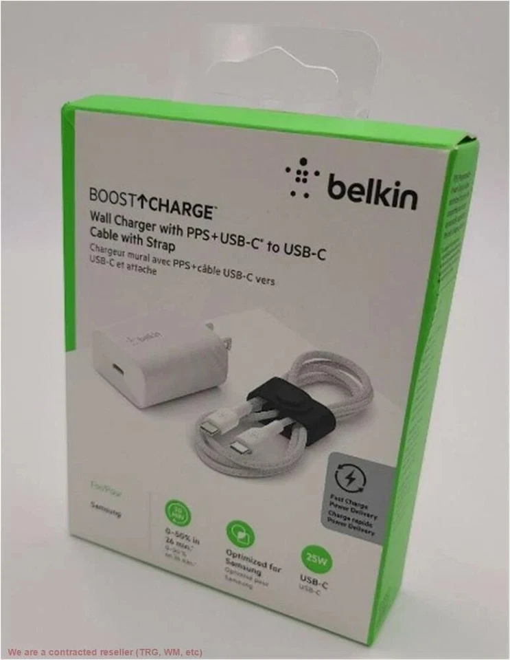 Cargador de Pared Belkin BoostCharge PD (25W) PPS USB-C con Cable C-C Trenzado y... Foto 1 de 1