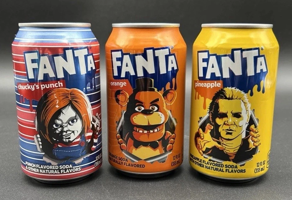 Chuckys Punch Michael Myers/ Five Nights Freddy Halloween Horror Fanta Soda Cans - Image 1 of 1