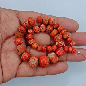Vintage Natural Red Coral Undyed Beads Italy Genuine Coral Gemstone Loose Beads - Picture 1 of 7