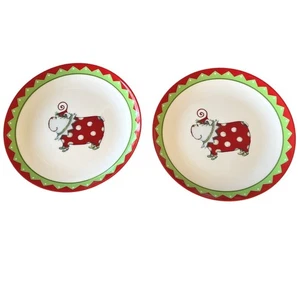 (2) Dept 56 Patience Brewster Krinkles perro de Navidad con monedero platos de ensalada nuevo - Imagen 1 de 6