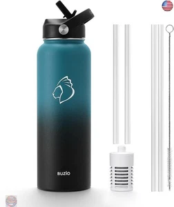 BUZIO Insulated Filtered Water Bottle, Stainless Steel Travel Bottle with - Picture 1 of 7