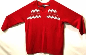 Basic Edition Pullover Damen 3X Designs Pulli Rot Weiß Baumwolle Acryl - Bild 1 von 6