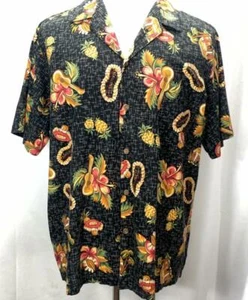 Camicia uomo Hilo Hattie anni 80 hawaiana con bottoni manica corta taglia XL - Foto 1 di 7