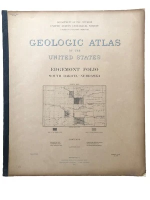 Antique 1904 US Geological Atlas Edgemont South Dakota-Nebraska Folio Maps - Image 1 of 4