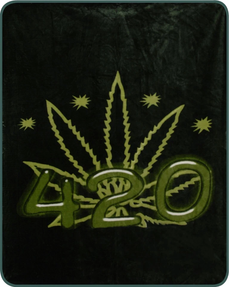 Manta de piel sintética de visón 420 hoja de cáñamo verde tamaño queen felpa súper suave Foto 1 de 1