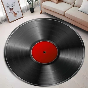 Vinyl Record Rug, Turntable Mat, DJ Room, Music Lover Gift, Round Record, Rock - Picture 1 of 12