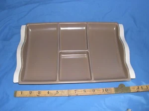 POOLE POTTERY VINTAGE TWINTONE MUSHROOM AND SEPIA HORS D'OEUVRES DISH - Picture 1 of 2