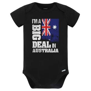 I'm A Big Deal In Australia Funny Australian Flag Baby Bodysuit (Black) - Picture 1 of 2
