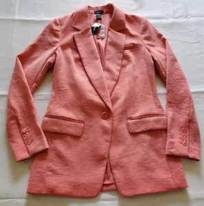 EXPRESS CONSCIOUS EDIT BLAZER Women's XS Pink Coral 1 Button Lined Pockets New - Picture 1 of 7