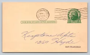 c1914 UX27 US Postal Card Jefferson 1c Pacific Telephone & Telegraph Co CA ~3x5" - Picture 1 of 3