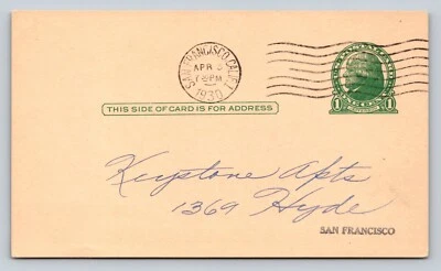 c1914 UX27 US Postal Card Jefferson 1c Pacific Telephone & Telegraph Co CA ~3x5" - Image 1 of 3