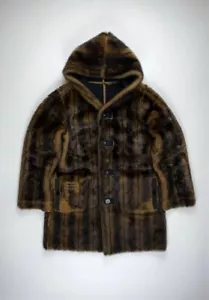 ๐จ 90s Balmain vintage heavy faux fur reversible coat jacket mans M browm black - Picture 1 of 16