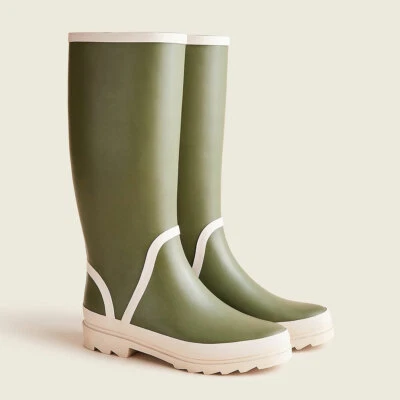 Botas de lluvia J Crew nuevas con etiquetas suela alta talla 8 | Color: verde Huntington y marfil Foto 1 de 2