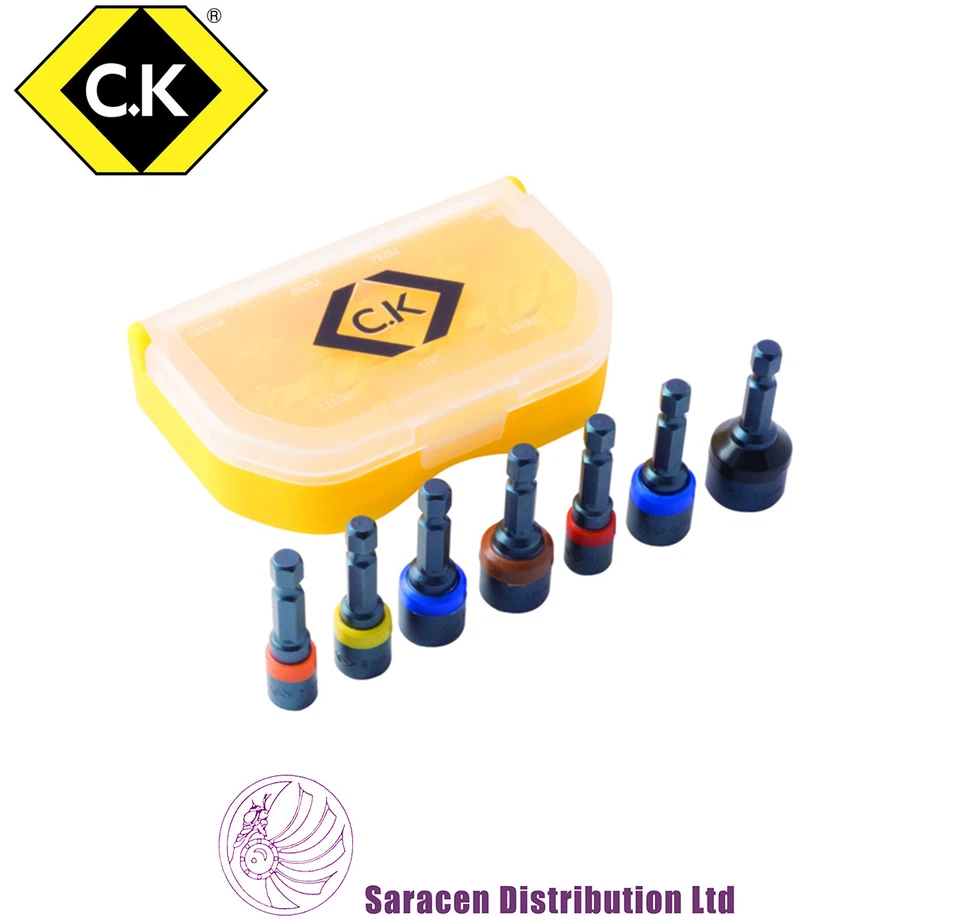 CK MAGNETIC IMPACT TEK NUT DRIVERS 1/4" HEX, 7 PIECE - T4514 - Image 1 of 1