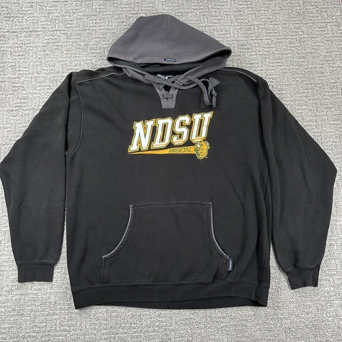 NDSU Bison Hoodie Extra Large XL 2XL Black Sweatshirt Logo Pocket Sweater Mens Cover
