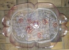 Vintage Mikasa Rosella Frosted Pink Raised Flower 16” Serving Platter Ruffle 