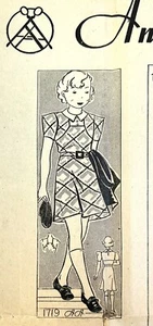 "Original 30er Jahre Anne Adams Mädchen Deko Kleid Muster Gr. 8 Brust 26" - Bild 1 von 9