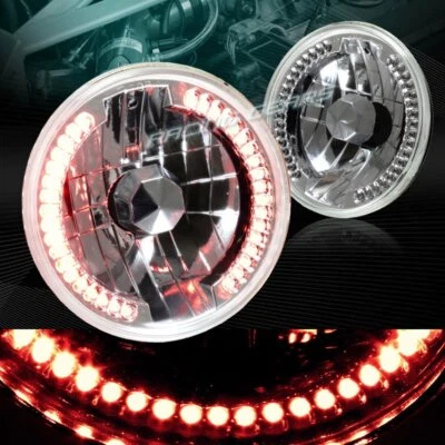 7 «КРУГЛЫЙ H6024 H6014 H6017 ХРОМИРОВАННЫЙ КОРПУС КРАСНЫЙ СВЕТОДИОД КОЛЬЦО ГЕРМЕТИЧНЫЙ ЛУЧ ФАРЫ - Изображение 1 из 4