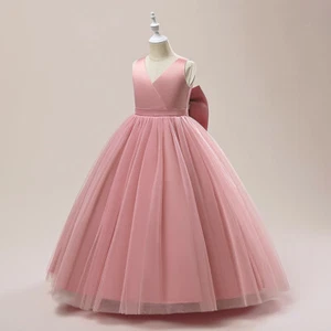 Big Bow Girl Bridesmaids Dress Kid Wedding Party Prom Pageant Princess Ball Gown - Picture 1 of 32