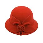 Women's Wool Felt Flowers Church Bowler Hats Casual Fisherman Basin Cap