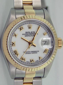ROLEX - Ladies 18kt Gold & Stainless DateJust White Roman 79173 - SANT BLANC - Picture 1 of 5