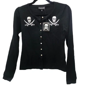 Cárdigan Sourpuss para mujer talla M negro Jolly Roger calavera retirado 2016 nuevo con etiquetas - Imagen 1 de 5