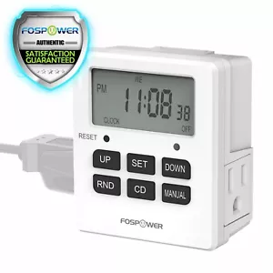 7Day Digital Electric Programmable Kitchen Wall Timer Switch Dual Outlet Plug - Picture 1 of 8