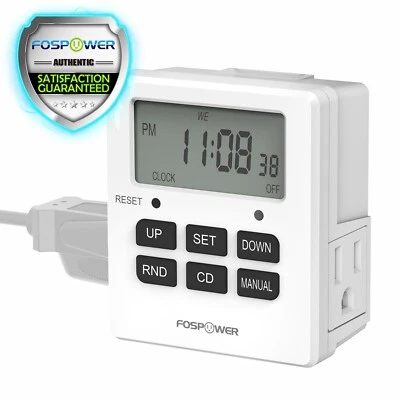 7Day Digital Electric Programmable Kitchen Wall Timer Switch Dual Outlet Plug - Image 1 of 4