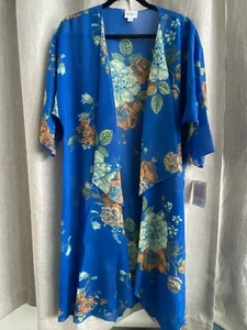 Kimono Überwurf Lularoe Shirley Größe M blau geblümt mit Rosen NEU - Bild 1 von 5