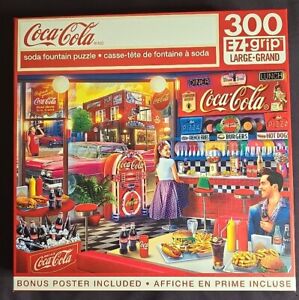 Coca-Cola "Soda Fountain" 300-piece Jigsaw Puzzle Includes Poster New Sealed