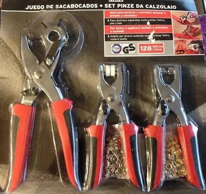 JUEGO DE SACABOCADOS Y REMACHES DE 128 PIEZAS CINTURON REMACHE AGUJERO OFERTON X - Imagen 1 de 1