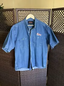 Indian Motorcycle Classic Logo Short Sleeve Denim Shirt XL - Picture 1 of 4