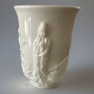 FENTON Kaiserin asiatische Blumen weiß Milchglas Mandarine Vase MCM 7,75" - Bild 1 von 18