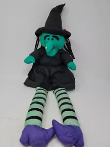Hanging Halloween Witch 27" Vintage Nylon Decoration Plush International Silver - Picture 1 of 24