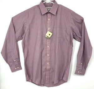 Guy Laroche Mens Pink Gray Long Sleeve Striped Dress Shirt Size 15.5 34-35 - Foto 1 di 7