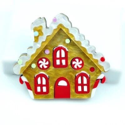  Large Acrylic Christmas Gingerbread House Brooch Costume pin gift presents - Image 1 of 4