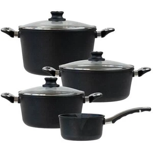 BAF Aluguss Topfset Induktion 7-tlg. 2 Kochtöpfe, 1 Gemüsetopf 28 cm & Stieltopf - Bild 1 von 10