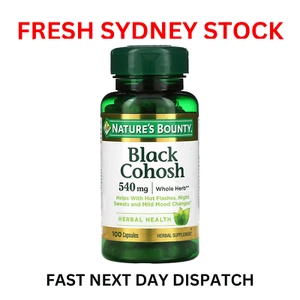 Natures Bounty Black Cohosh 540 mg 100 Capsules Helps Hot Flushes Night Sweats - Picture 1 of 4
