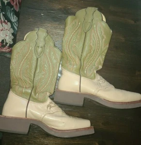 Men's 7B Justin Tekno Crepe Tan Shoulder Extra Wide Cowboy Boots 5513   - Picture 1 of 6