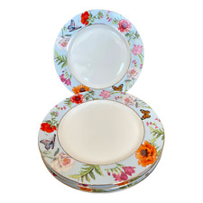 GRACE TEAWARE Spring Floral Butterfly Set of (2) Porcelain Dinner Plates NEW