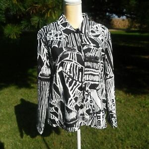 Keren Hart Black And White Abstract Jacket Size Large