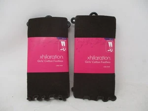 Medias Xhilaration de algodón sin pies con volantes para niñas - 2 pares - marrón talla 7-10 - Imagen 1 de 2