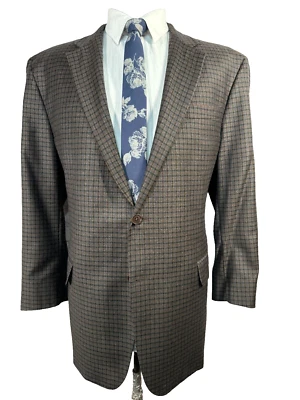 ROBERT TALBOTT Mens Brown Check CASHMERE WOOL Sport Coat Blazer Jacket 46R - Image 1 of 4