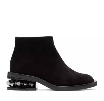 NICHOLAS KIRKWOOD Suzi Suede Grey Studded Accents Ankle Bootie Sz EU 38 - Black - Image 1 of 4