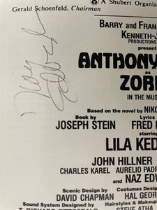 Zorba 1985 Playbill Shubert Theatre Boston Quinn Autographed Signed Naz Edwards - Picture 1 of 3