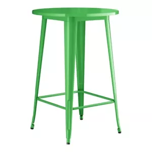 30'' Round All Weather Green Metal Restaurant Patio Bar Height Table For Outdoor - Picture 1 of 8