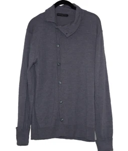 Daniele Fiesoli Gray merino wool asymmetrical button sweater cardigan size: XL - Picture 1 of 5