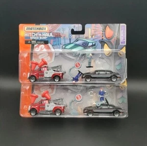 Matchbox Hitch n Haul Speed Bump Set Limousine & Tow Truck 2005 Diecast Lot Of 2 - Picture 1 of 6