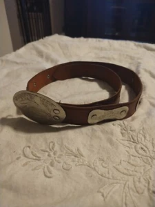 VINTAGE Chico’s Leather Belt Hook HAMMERED Buckle And Metal Accents Adjustable - Picture 1 of 6