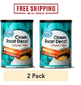 2 pack Great Value Decaf Classic Medium Roast Ground Coffee, 9.6 oz New - Picture 1 of 9